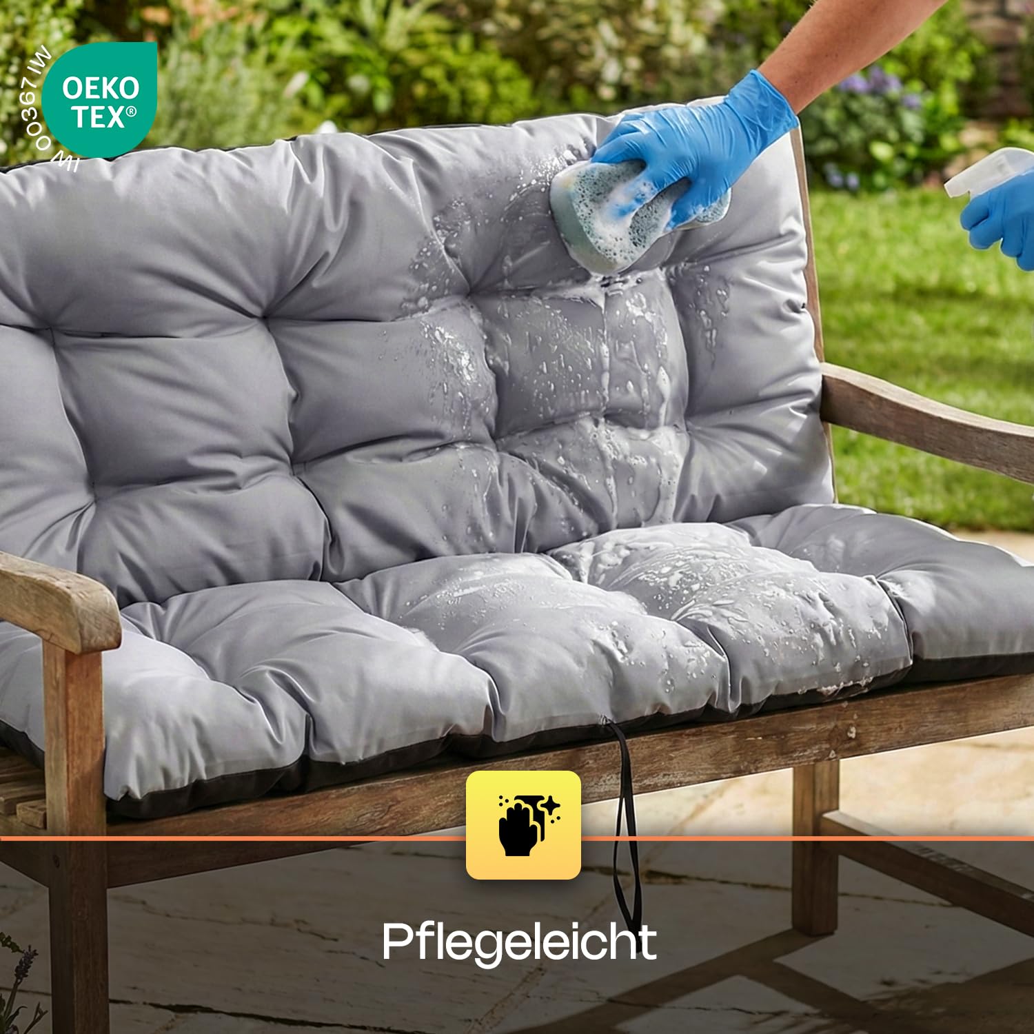 SuperKissen24. Sitzkissen Bankkissen Bankauflage - 100x50 cm und Rückenlehne 100x60 cm mit 2er 48x96 cm Stuhlkissen Set - Outdoor und Indoor - Schwarz