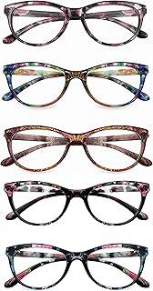 CVVTSPE 5 Pack Ladies Reading Glasses Blue Light Blocking Spring Hinge Fashion Pattern Print Eyeglasses for Women (Multicolor, 2.5, multiplier_x)