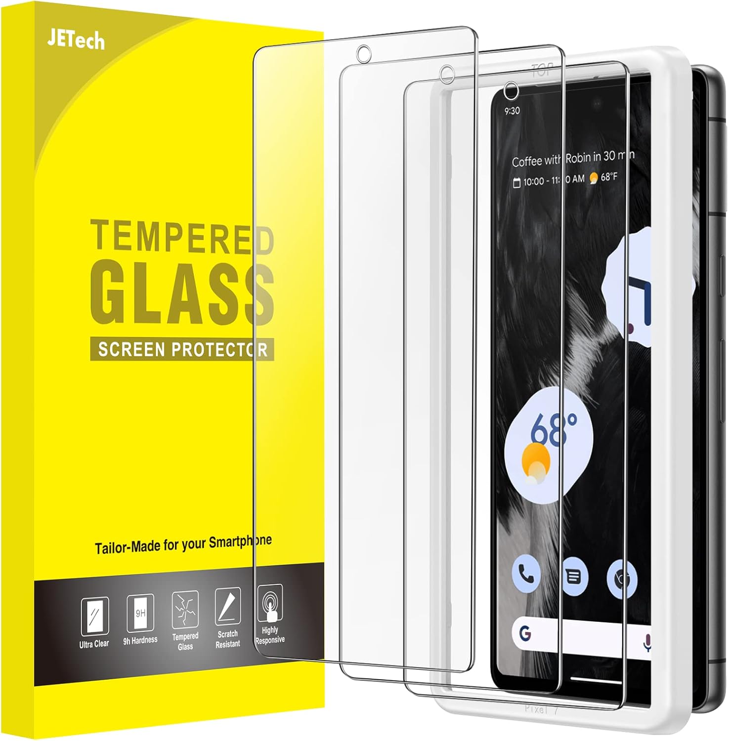 JETech Screen Protector for Google Pixel 7, Tempered Glass Film with