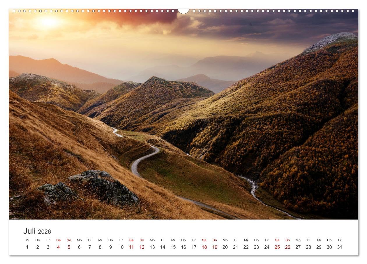 Georgien - Einmalige Landschaften (hochwertiger Premium Wandkalender 2026 DIN A2 quer), Kunstdruck in Hochglanz: Kaukasus und Schwarzmeer. (CALVENDO Orte)