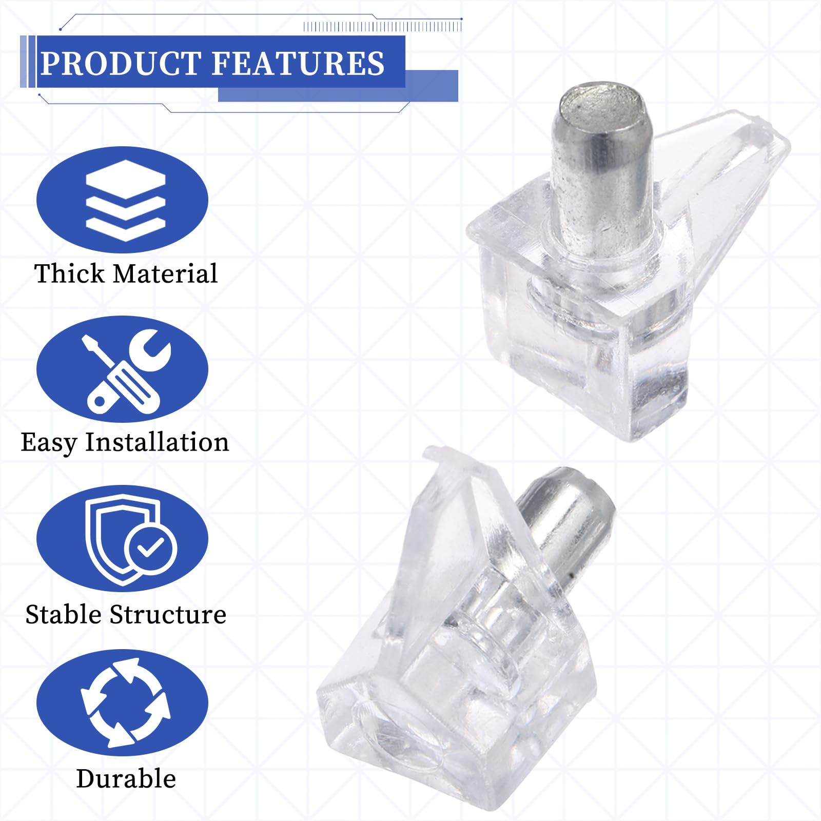 20pcs 3/16 Inch Shelf Support Pegs,Clear Plastic 5mm Shelf Pins,Shelf Support Pins for Wood Shelving,Kitchen,Furniture Shelf Bracket Nail — Amazon image 3