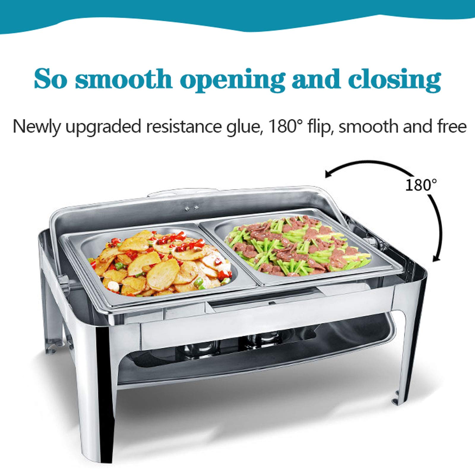 Chafing Dish Elettrico, 9L Scaldavivande Contenitore Scalda Cibo Acciaio Inox, Contenitore Termico per Alimenti Professionale per la Festa, 400W
