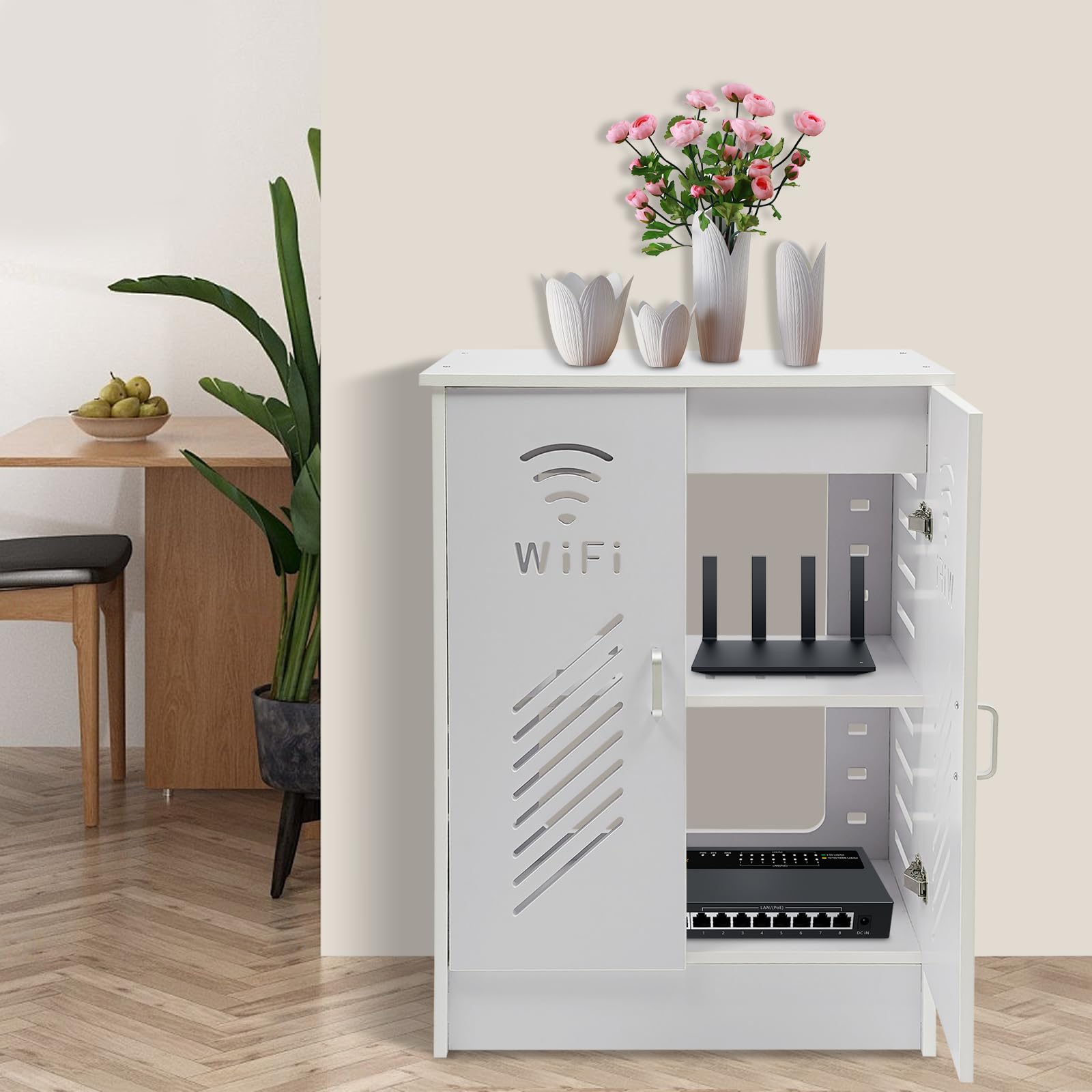 WLAN Router Aufbewahrungsschrank, Router Regal für Schlafzimmer