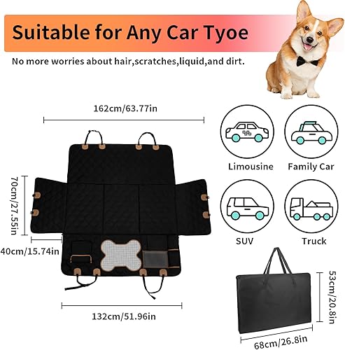 Miniatura 5 de Hamaca para perro para automóvil, extensor de asiento trasero de fondo duro para perros, funda impermeable para asiento trasero, protector de perro