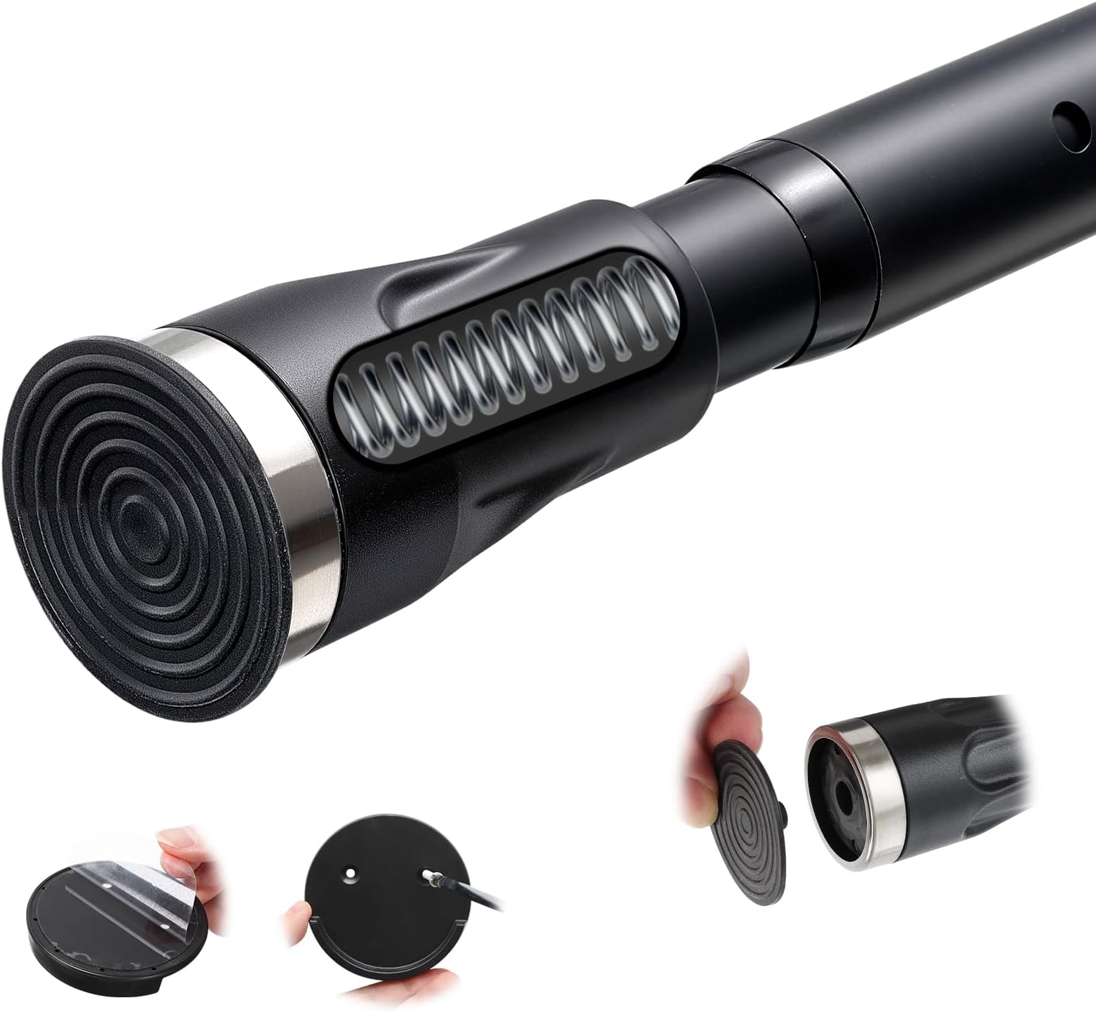 Tension Curtain Rod, 42 to 115 inch Adjustable Heavy Duty black shower curtain rod for bathroom Closet Windows