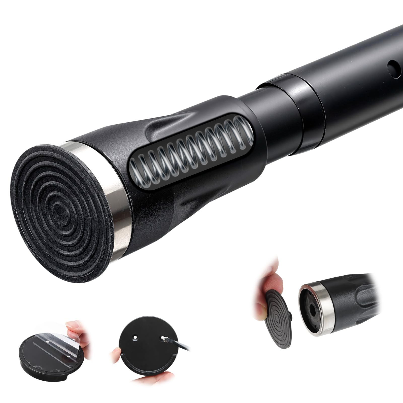 Tension Curtain Rod, 42 to 115 inch Adjustable Heavy Duty black shower curtain rod for bathroom Closet Windows