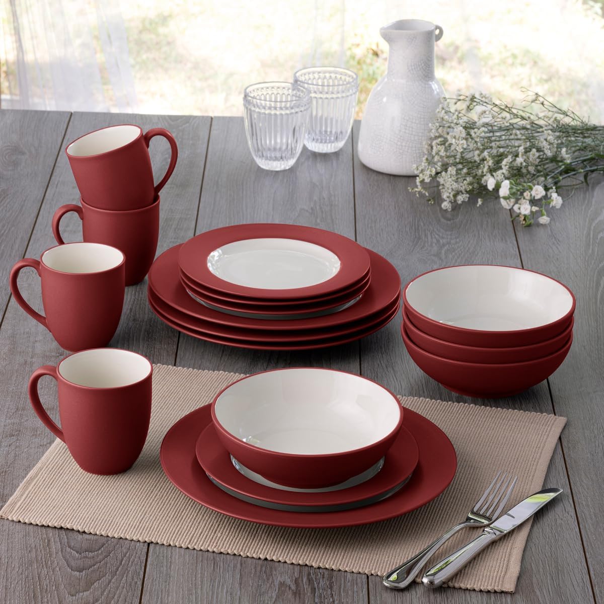 Noritake Colorwave Raspberry 16-Piece Rim Set, Service for 4 in Raspberry/Red