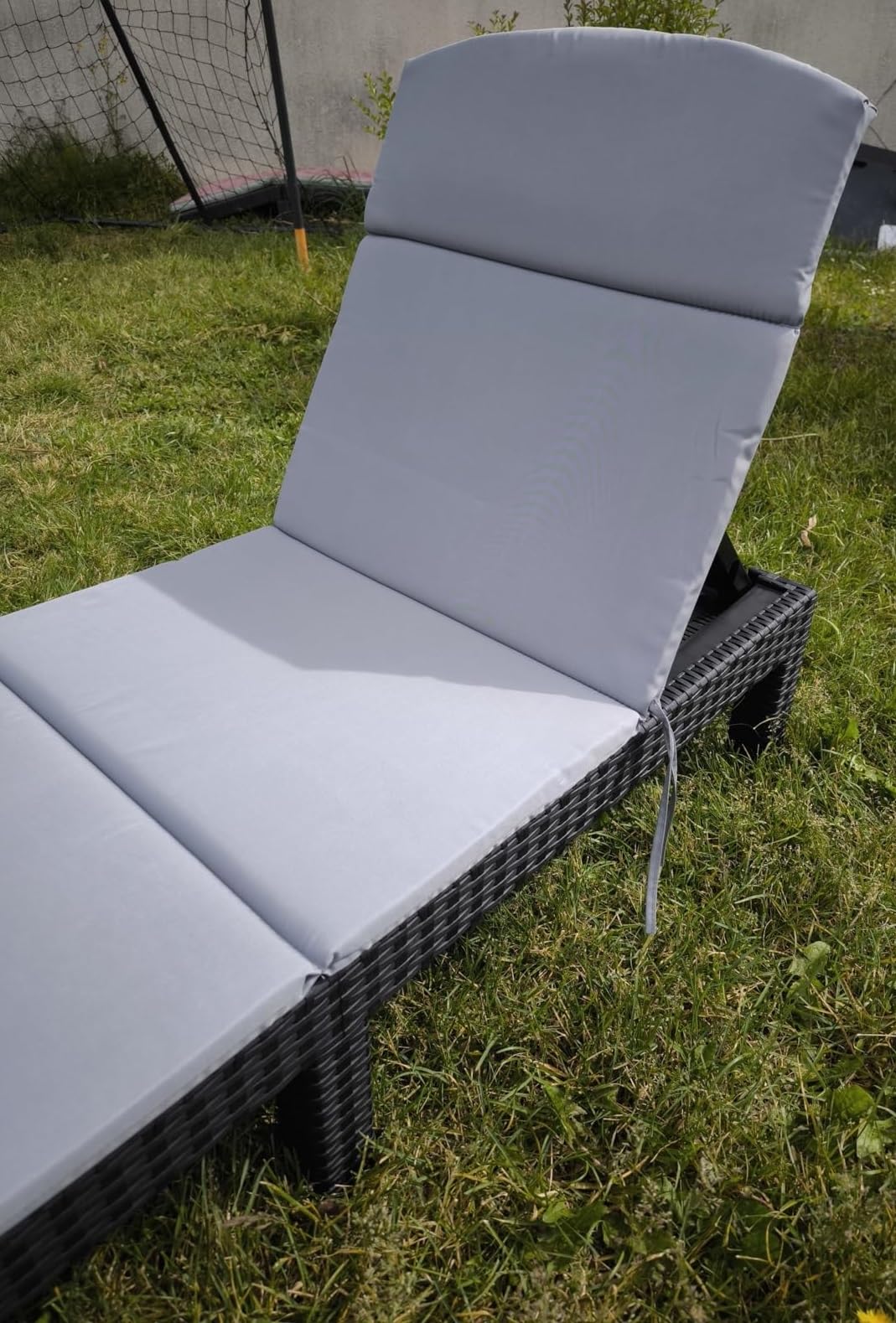 Bain de Soleil Jardin Exterieur,Bain de Soleil Pliant avec Coussin,Transat Jardin Exterieur Chaise Longue Pliable Plastique, Gris (Bain de Soleil avec Coussin)