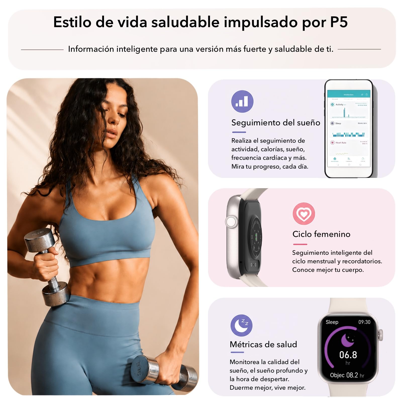 Reloj Inteligente Mujer Hombre, 1.85" Smartwatch con Llamadas Bluetooth, 140+ Modos Deportivos con SpO2/Pulsómetro/Monitor de Sueño/Podómetro, Impermeable IP68 para Android iOS