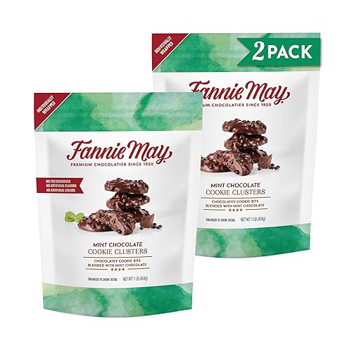 Fannie May, Caramelos de chocolate con leche, racimos de galletas de chocolate con menta, dos bolsas de 16 onzas