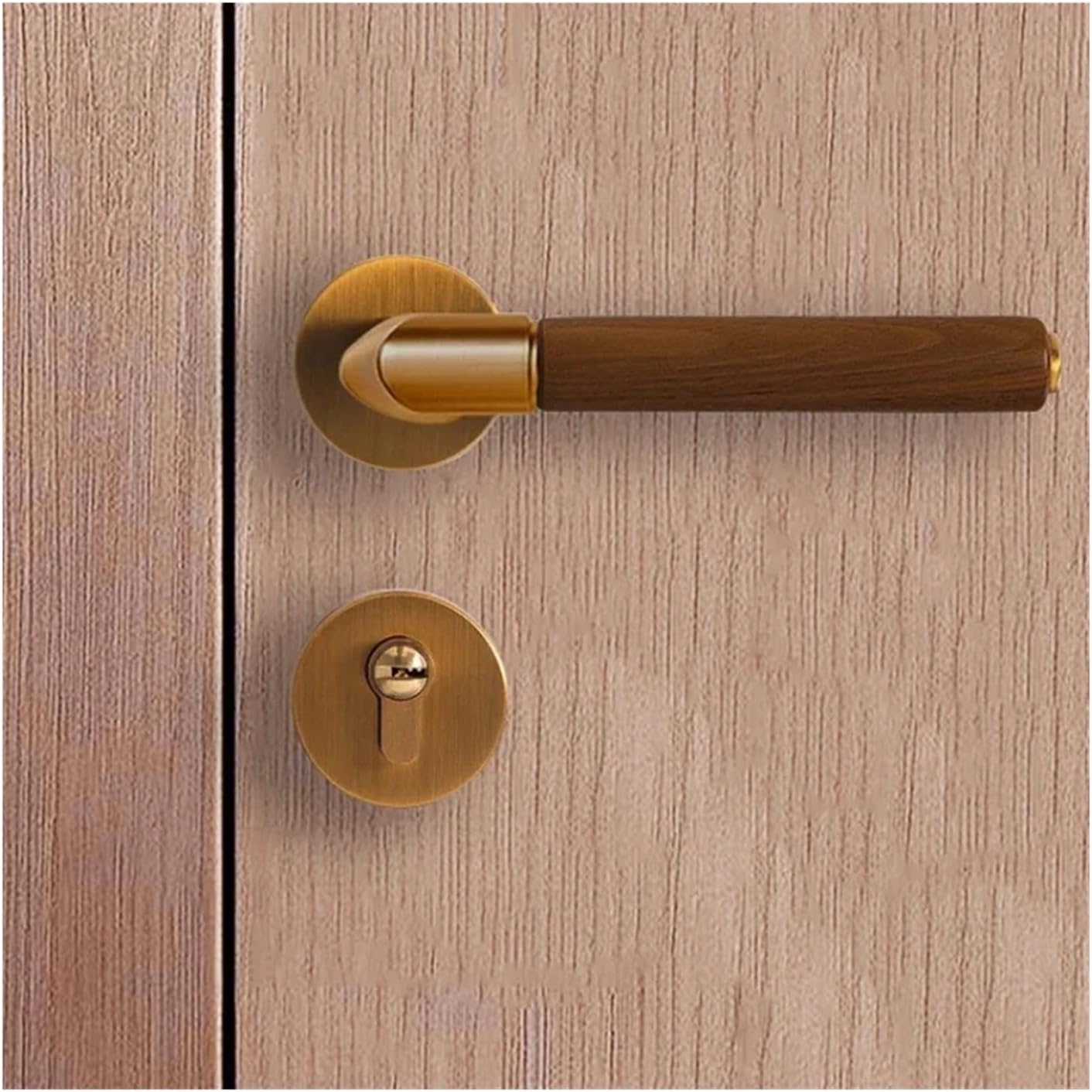 Silent Door Lock Bedroom Living Room Wooden Door Lock Household Door Lock Hardware Accessories Home Accessories with Key(Style-B)