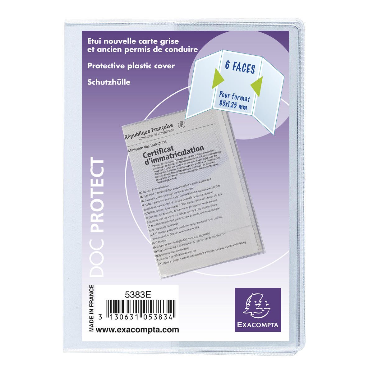 Exacompta 5383E PVC 3-Part Document Sleeve 85x125mm 6-Face 2mm Pack of 10