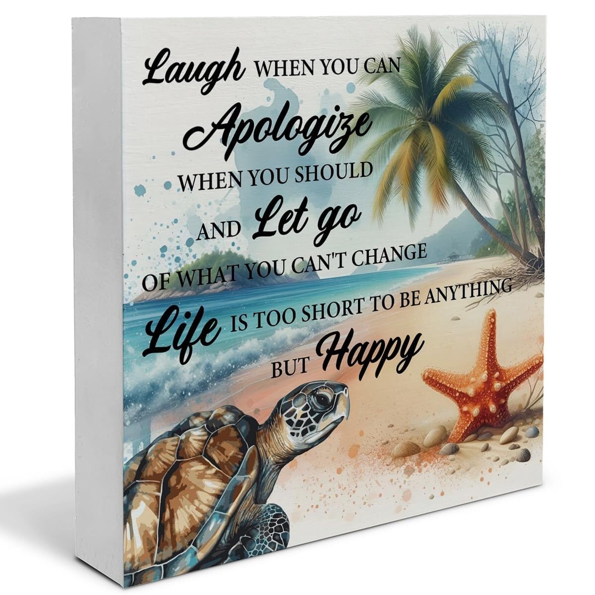 HGETJOHXEM Cute Turtle Beach Poster, Coastal & Nautical Wall Decor for Indoor Spaces, for Bath, Bedroom or Entryway(Unframed,16x24inch(40x60cm))