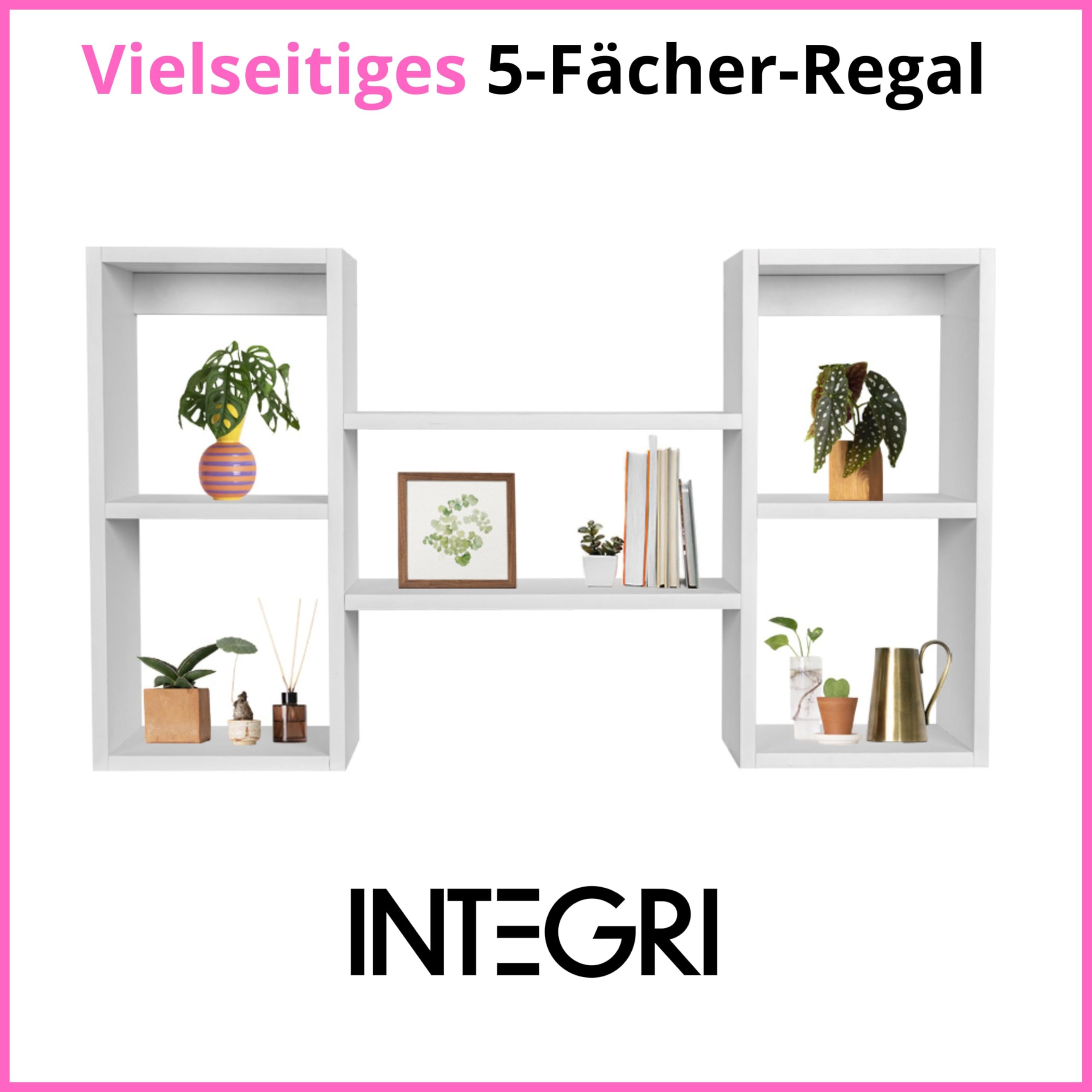 Bücherregal - Wandregal - Hängeregal - Schweberegal - Würfelregal 102x60x18 cm, Regal schmal - Deko Wohnzimmer - Regal Weiß - Regale für Küche, Badezimmer, Wohnzimmer, Schlafzimmer - FTS 1