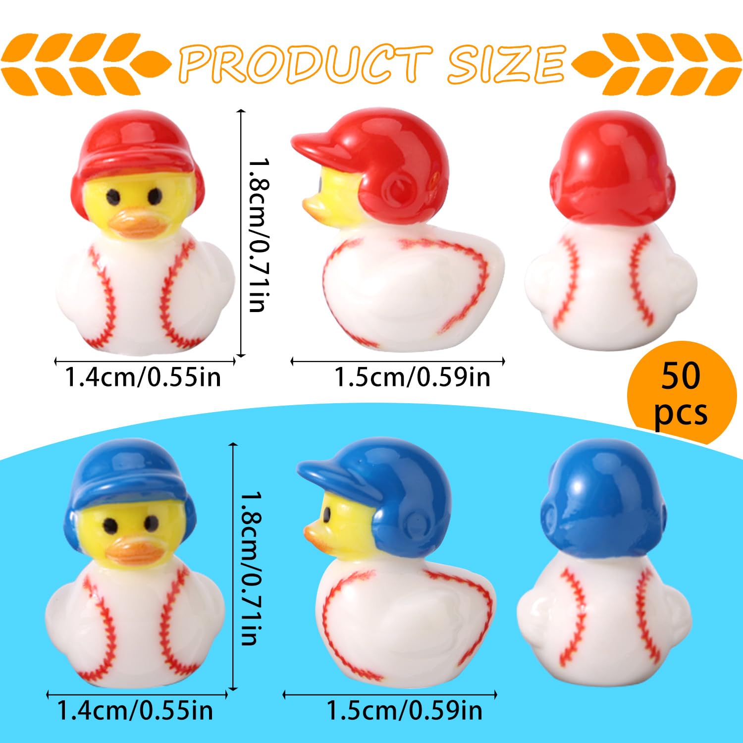 Lyreh 50pcs Miniature Baseball Resin Duck - Image 2