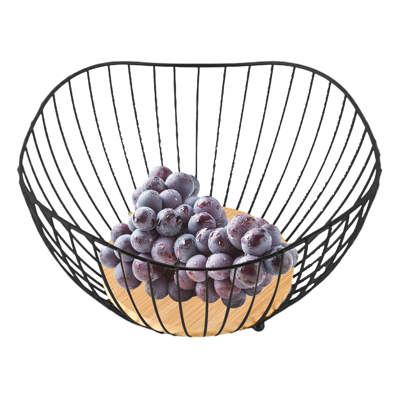 Portafrutas de metal negro de alta resistencia con acabado decorativo moderno
