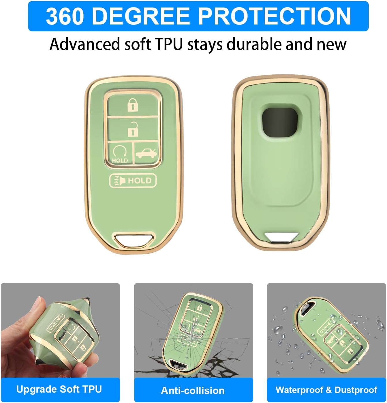 QBUC for Honda Key Fob Cover Case with Keychain for Honda Accord Civic CRV Pilot Odyssey Passport EX-L Smart Remote Ke image 5