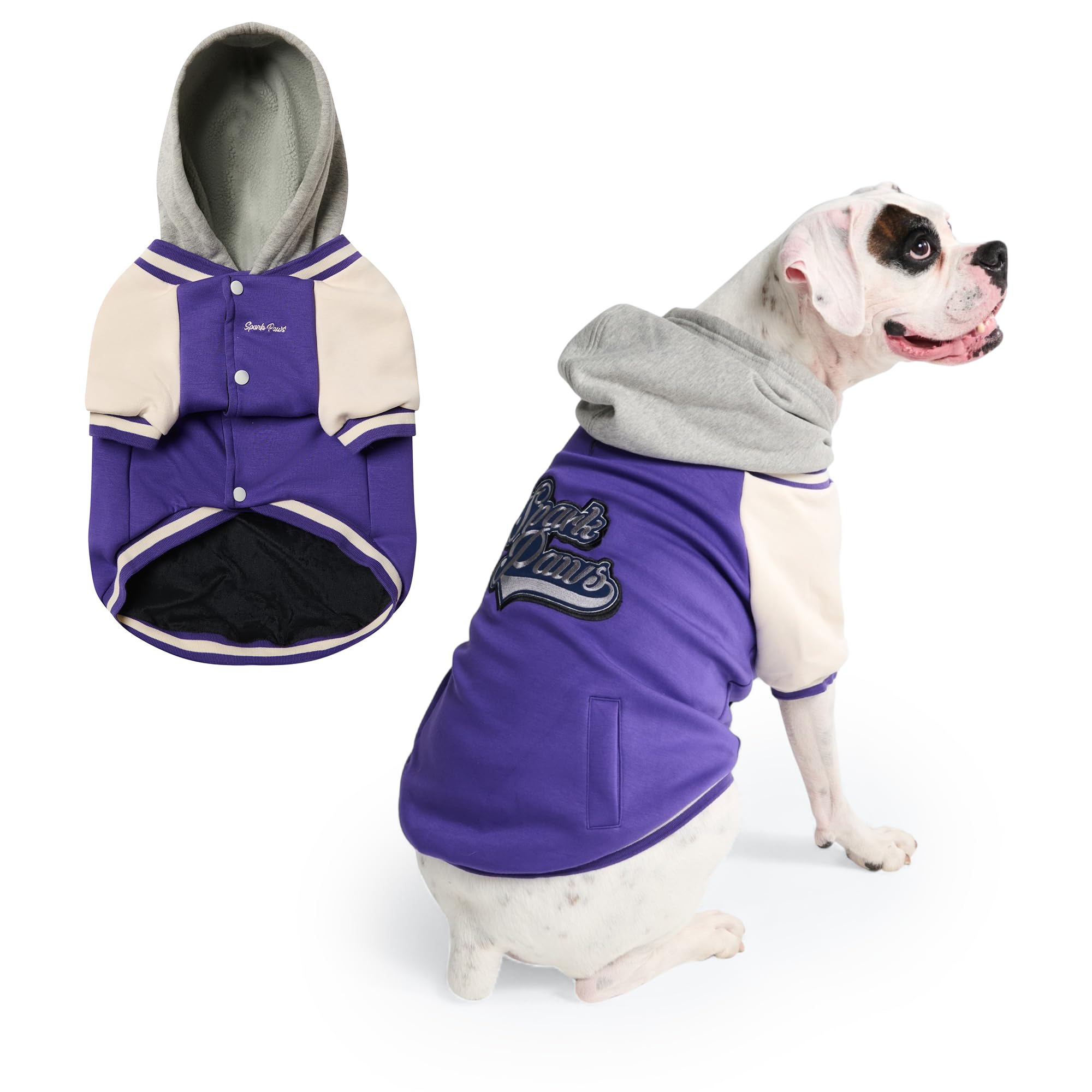 Spark Paws Varsity Dog Jacket - Dog Hoodie Winter Coat for Small Large Dogs
