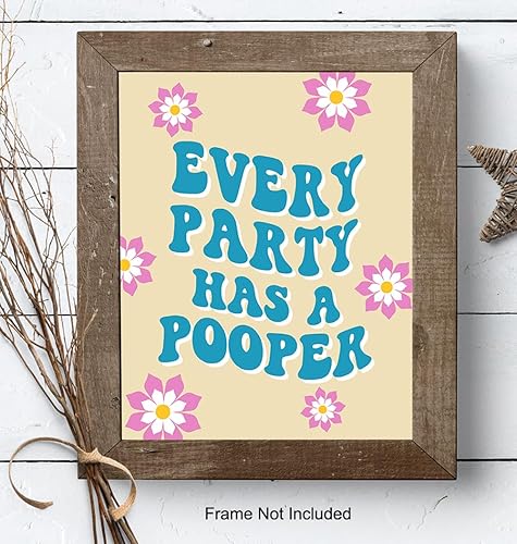 Miniatura 8 de Funny Sayings Bathroom Wall Art - 60s 70s Retro style Fun Humorous Bathroom Decor for Women - Funny Decor - Blue Restroom Accessories - Powder room