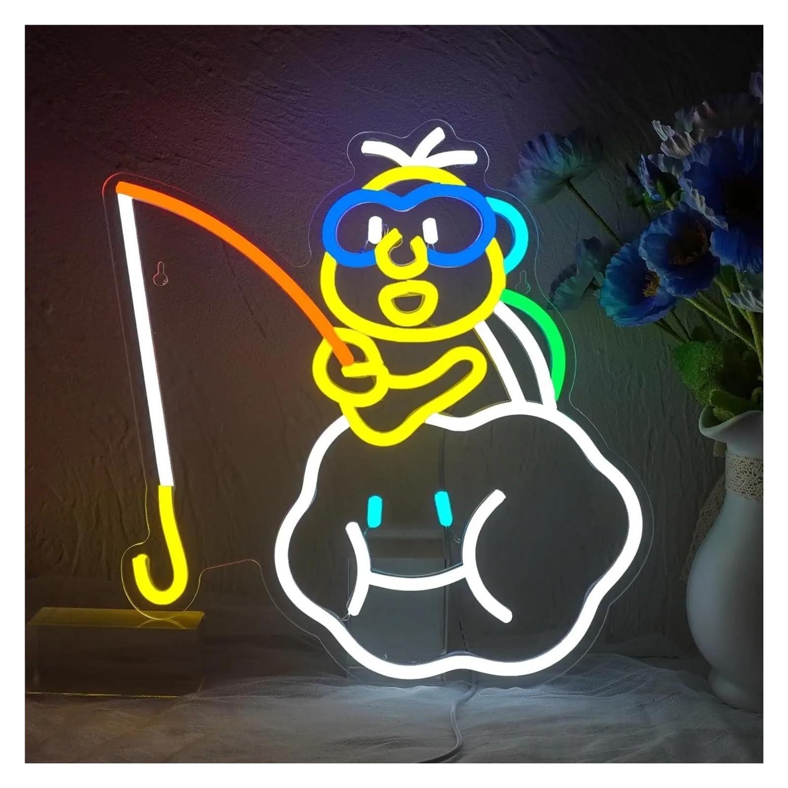 LEMST Sign Lamp Fishing Neon Light Dimmable for Fishing Gear Shop Bedroom Hotel Man Cave Birthday Party Wall Art Decor 32cmx34.5cm