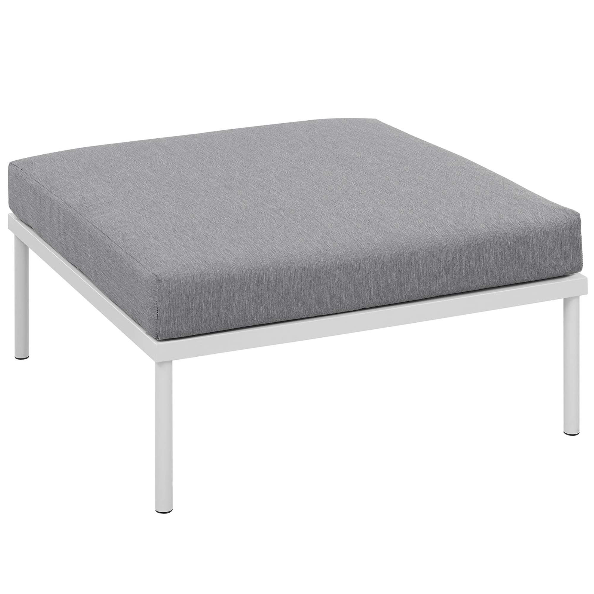 Ergode Harmony Outdoor Patio Ottoman | Waterproof Construction | Silk Polyester Seat Back Weave | Modern & Stylish | White Gray