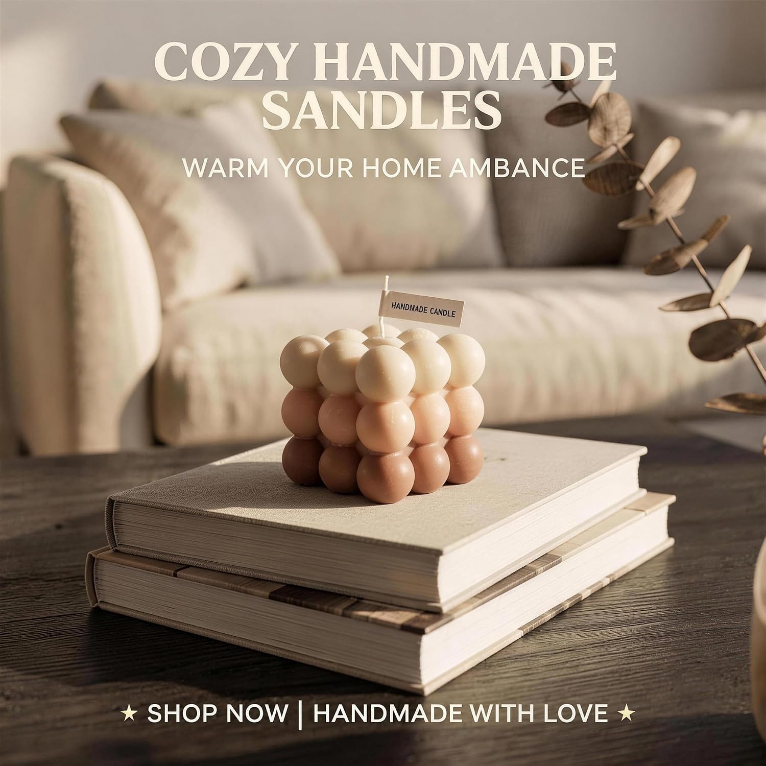Gradient Square Scented Candle - Floral Soy Wax Block Design