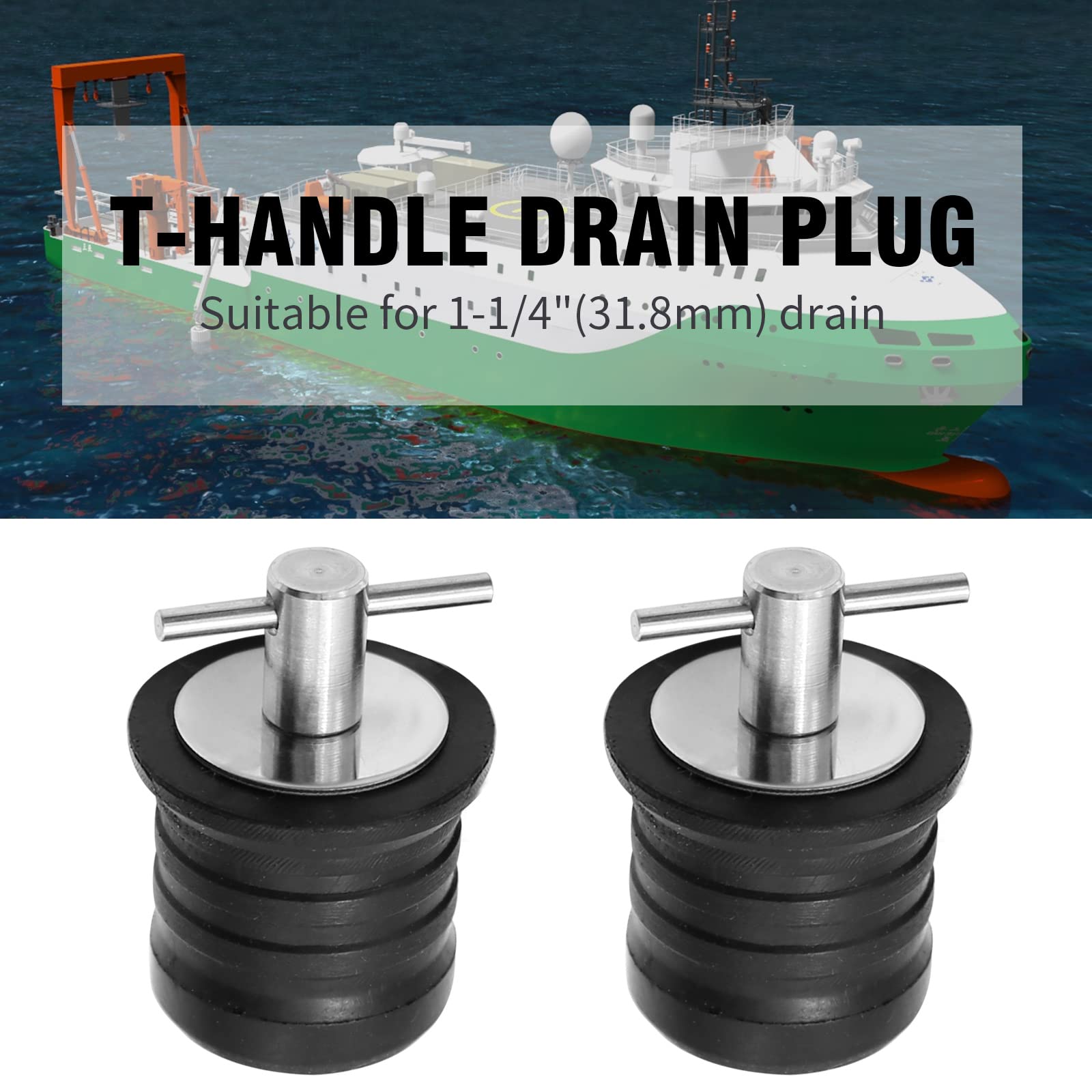 PATIKIL 1 Pouce Bateau Drain Bouchon, 2 Pcs T Poignée Laiton