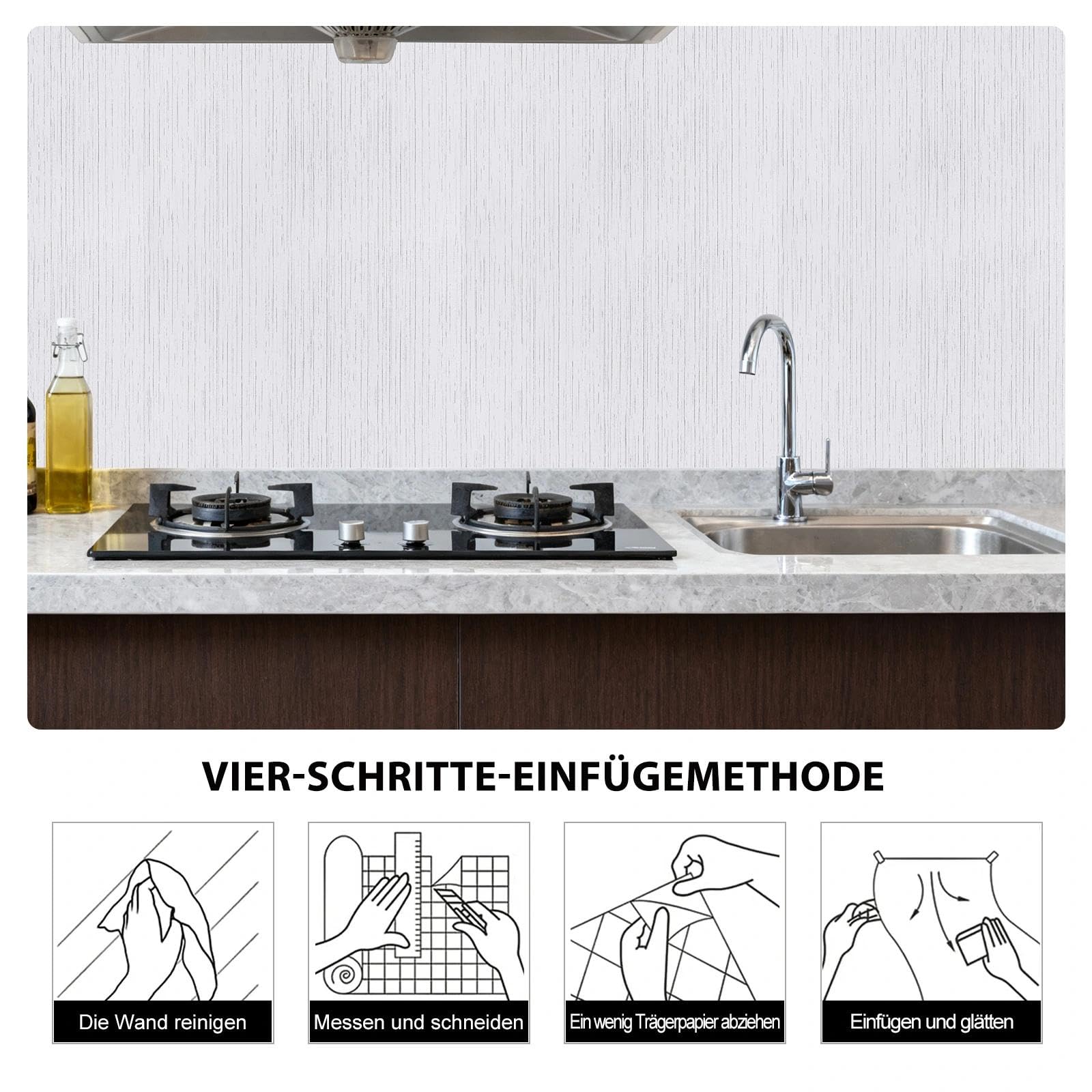 wishFIRE Papel Pintado Autoadhesivo de Tela de Hierba Blanca 40cmx1220cm Papel Pintado Aspecto Vinilo Autoadhesivo Para Muebles Para Sala De Estar Baño Armarios Cocina