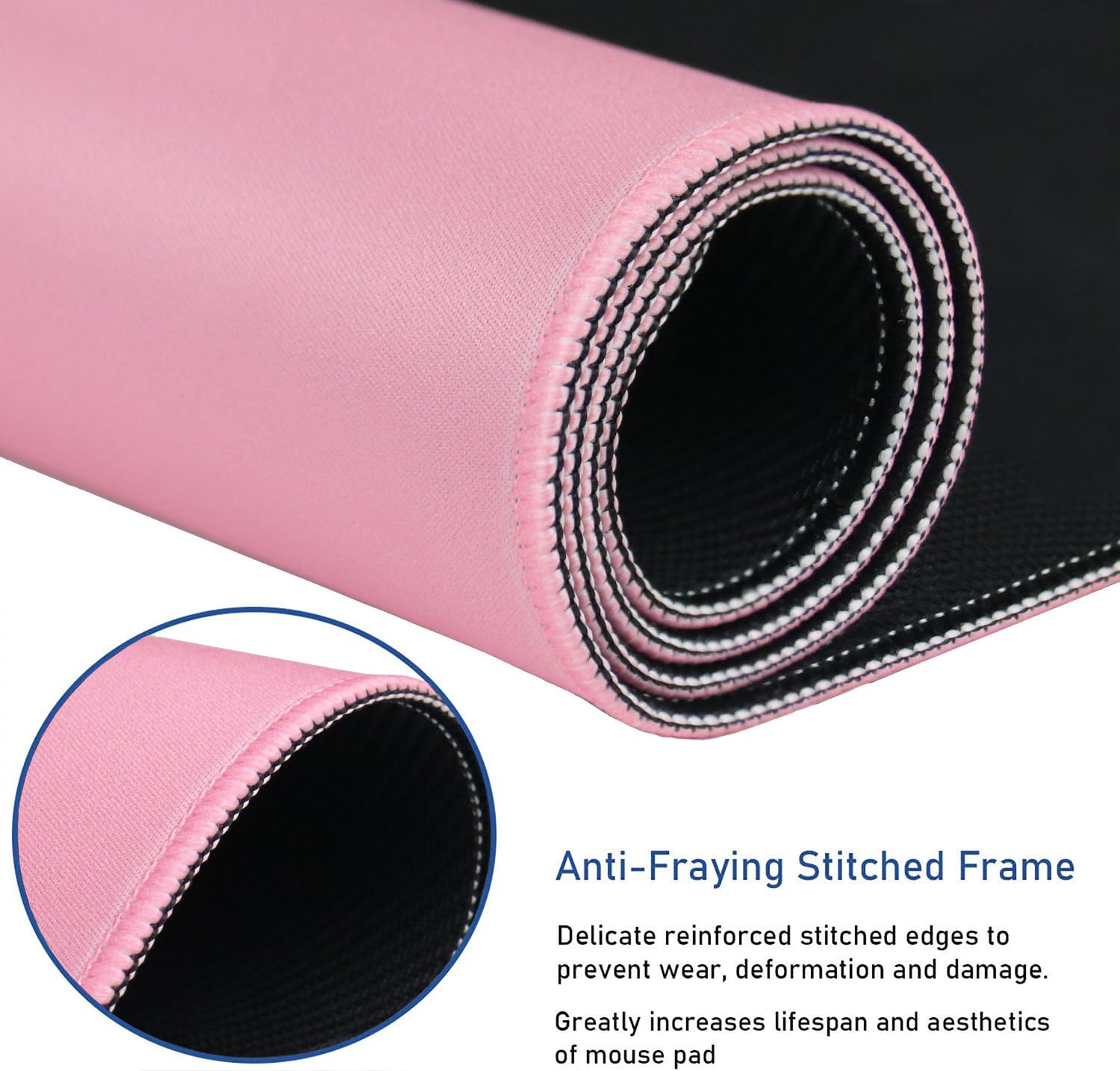 XXL Large Gaming Mouse Pad, Extended Ergonomic For Computers Thick Keyboard Mouse Mat Non-Slip Rubber Base Mousepad With Cup Coaster,Pink Glitter