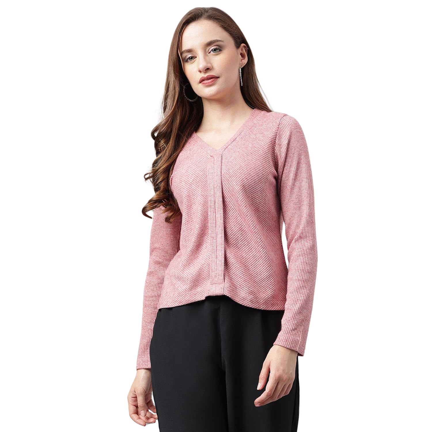 Latin Quartres Women's Rose Floral Print V-Neck Long Sleeve Top-image-45