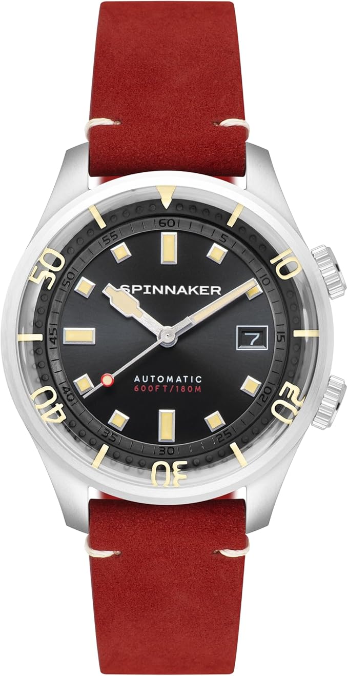 Spinnaker Mens 42mm Bradner Automatic 3 Hands Watch with Genuine Leather or Stainless Steel Strap SP-5062