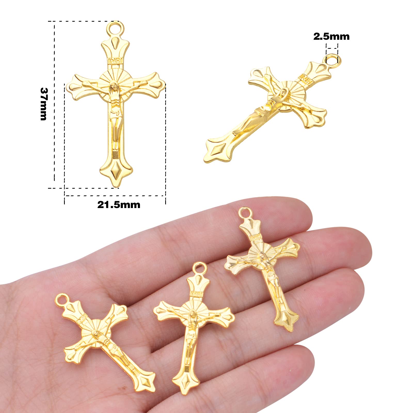 Beieren - Croix debout dorée avec Jésus - Laiton, Plaqué or