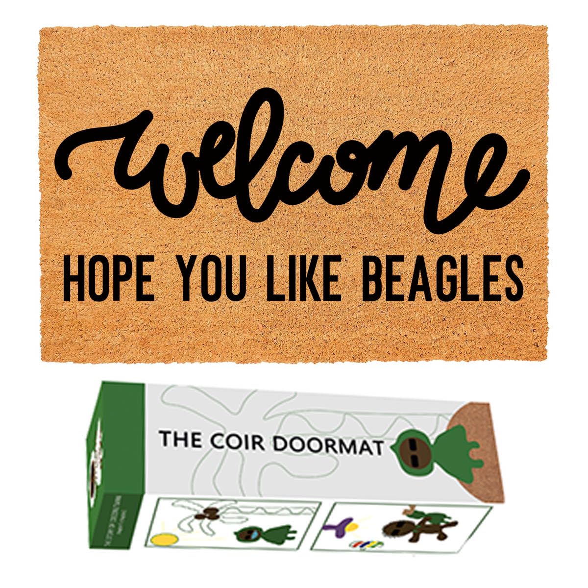FWARMBS Coir Doormat Hope You Like Beagles Welcome Beagles 23.6 x 15.7 inches Modern Water Resistant Spot Clean Only