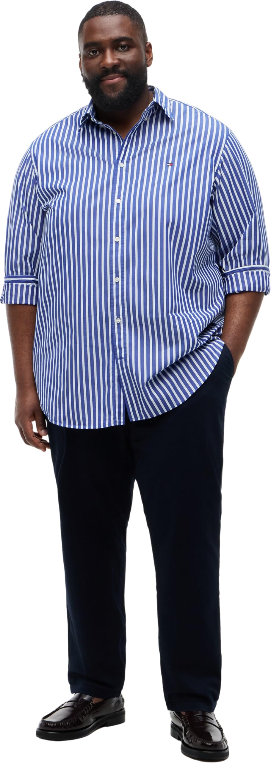 Tommy Hilfiger BT-Flex Pop Seasonalstp SHT-b Mw0mw45109 Camicia L/S Uomo (Pacco da 1)