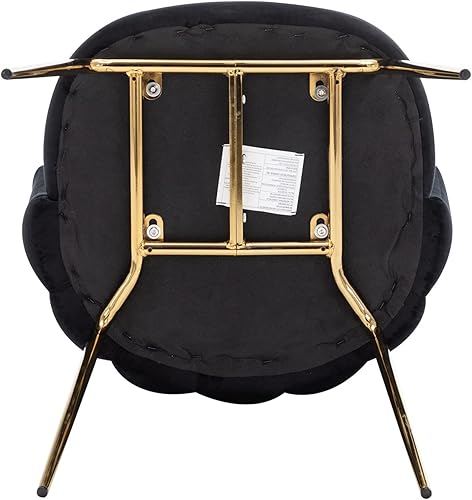 Miniatura 7 de Janoray Juego de 2 sillas de comedor de terciopelo tapizadas con patas de metal dorado, color rosa intenso de mediados de siglo, modernas para sala