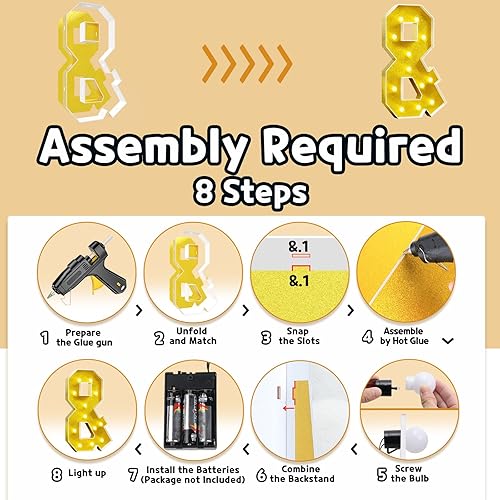 Miniatura 5 de Imprsv Números de marquesina dorados de 4 pies decoración de fiesta dorada - Número iluminado 5 grande 4 pies de alto - Decoraciones de cumpleaños