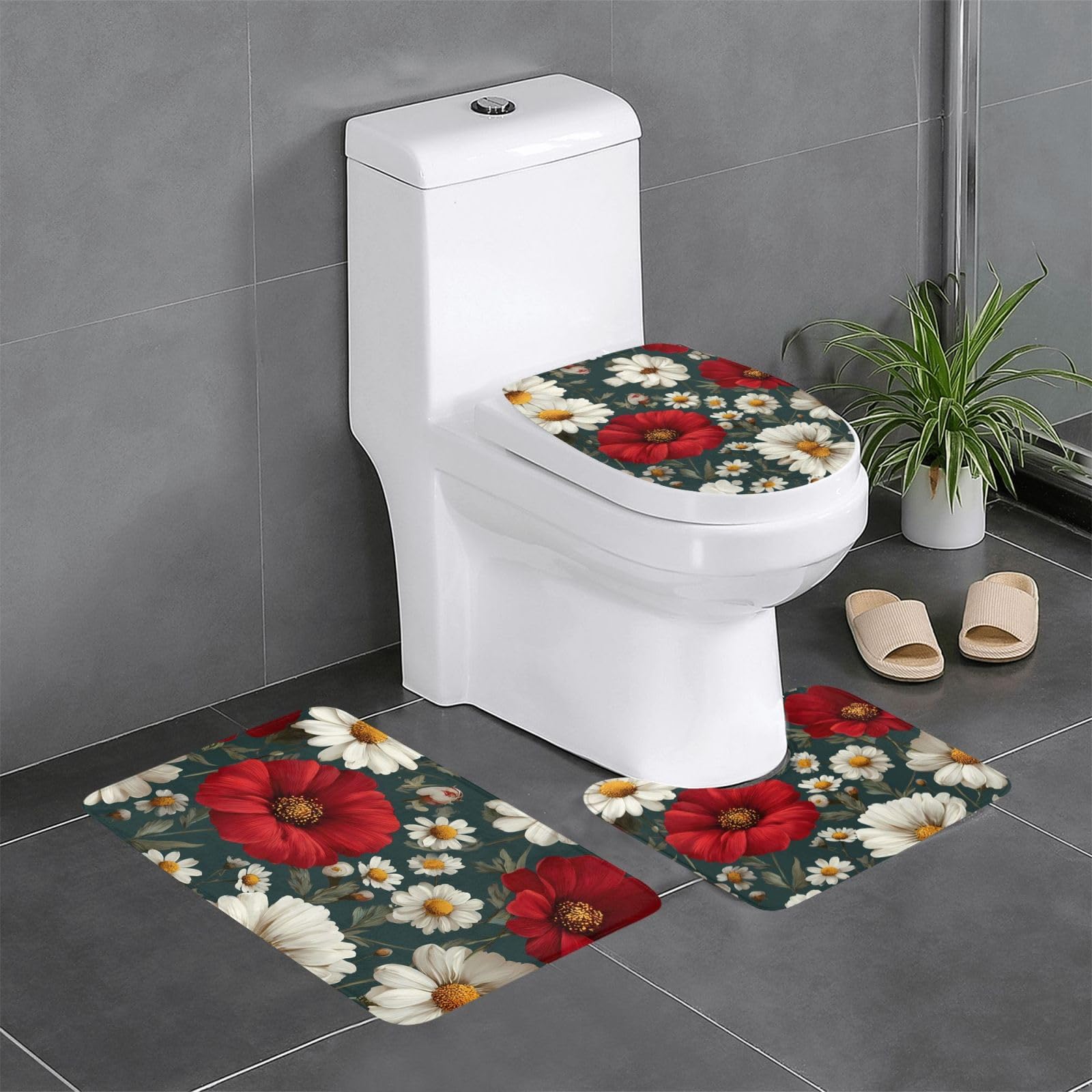 Tapis de salle de bain antidérapant lot de 3 sécurité et confort WC