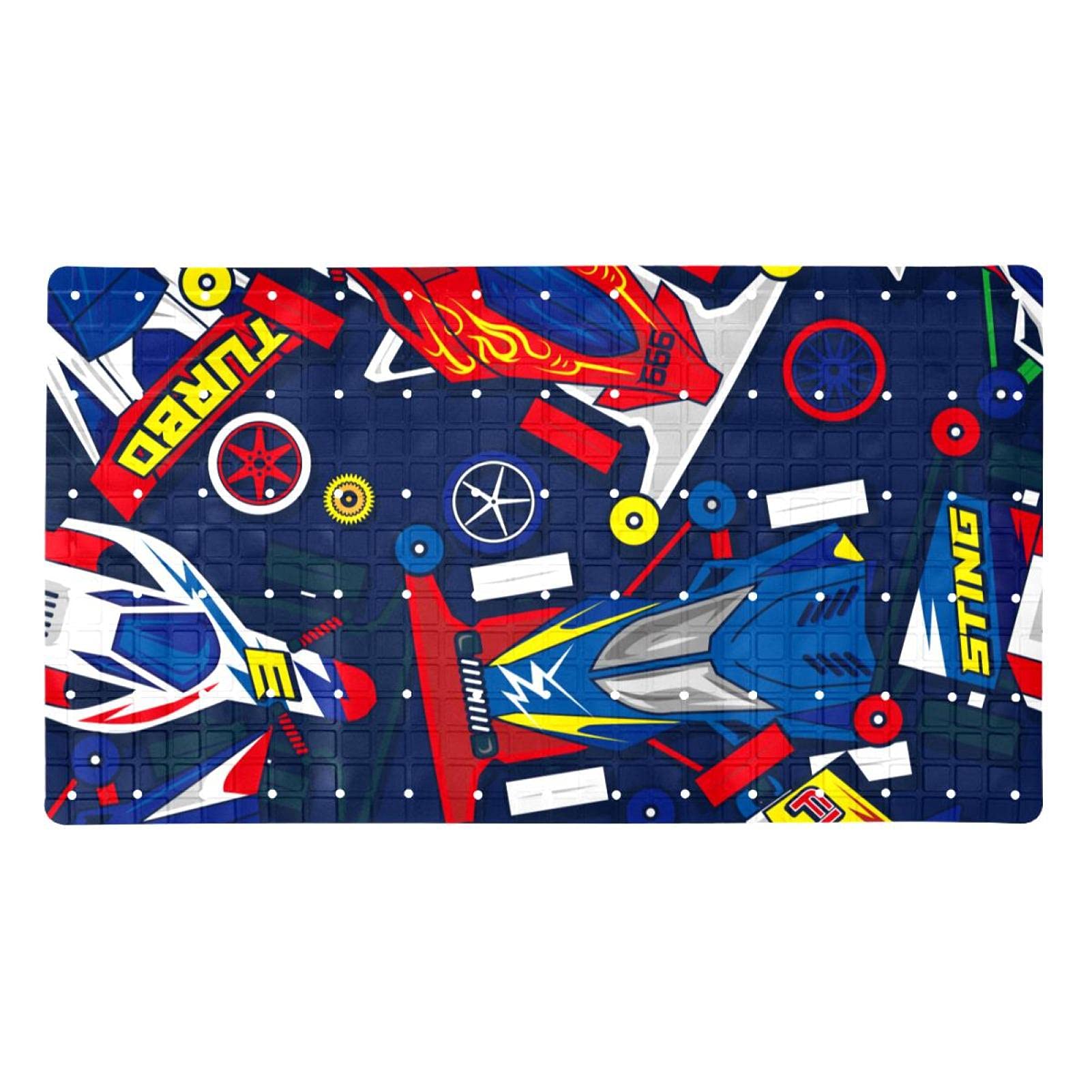Tapis de bain antidérapant baignoire avec trous de drainage en PVC motif voiture