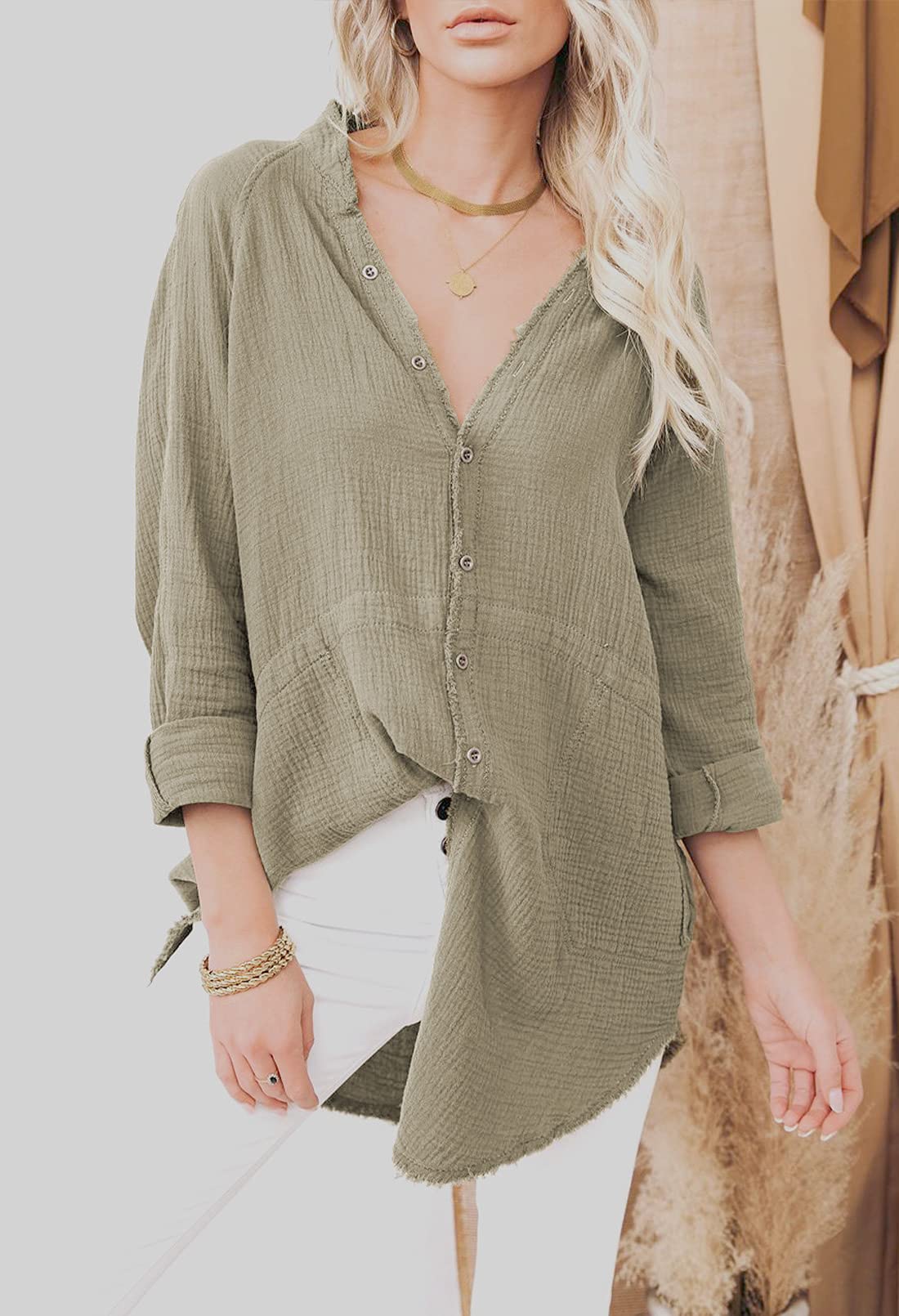 HAPCOPE Women's Button Down Shirt Dress Oversized Long Sleeve Swimsuit Cover Ups Beach Dresses