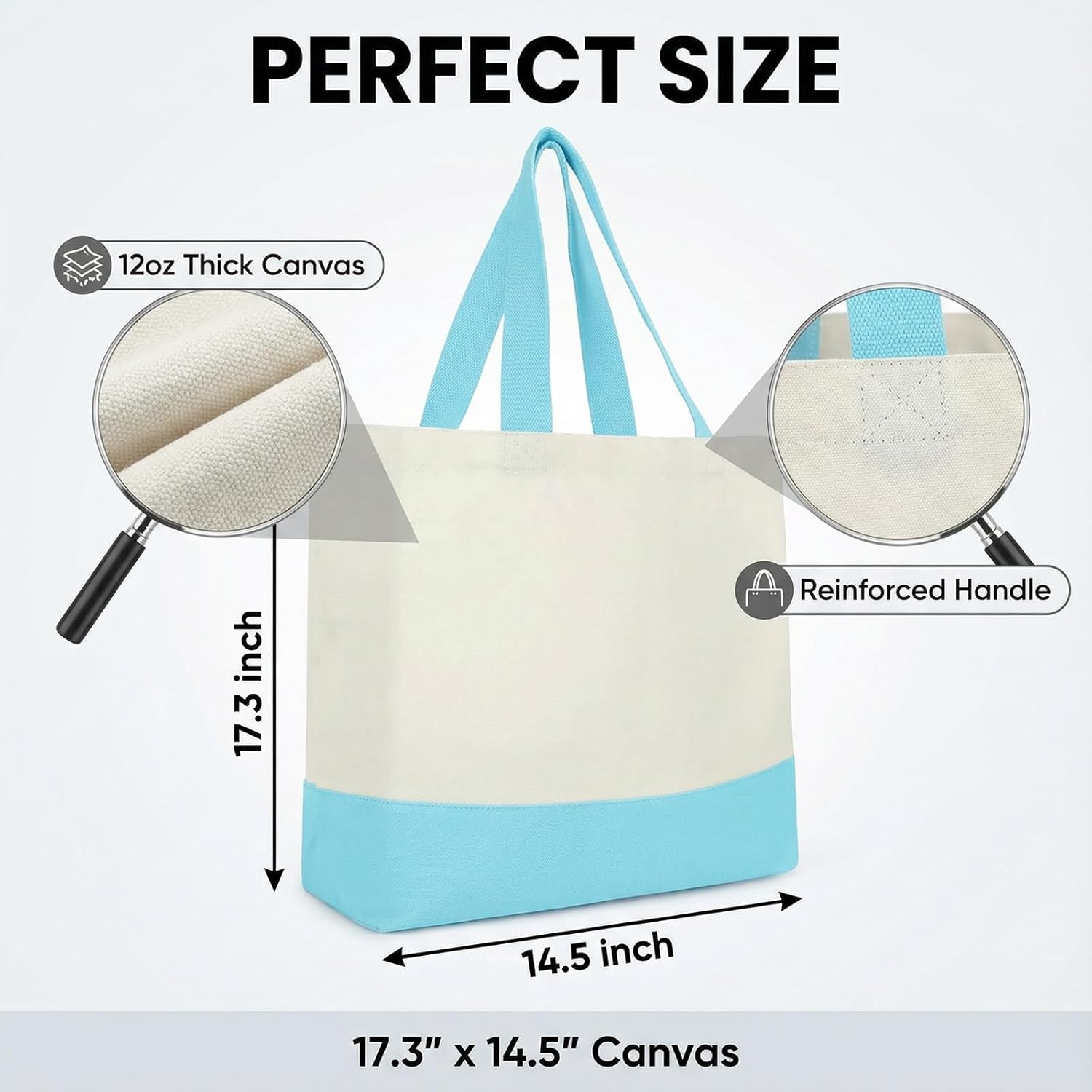 24 Pack 12 oz Large 18.5 x 15 Inch Canvas Tote Bags Bulk with Handles 24 Colors Shopping Reusable Blank Bags for Gift - Image 7