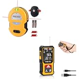 Multi Surface Laser Level LED Light Vial, 30Ft Horizontal and Vertical Line Laser & PREXISO 135Ft Rechargeable Mini Laser Measurement Tool