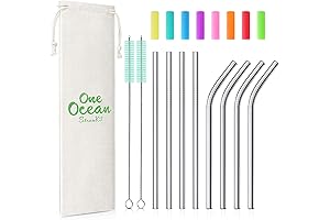 6.25” and 6” Short Stainless Steel Straws by Teivio