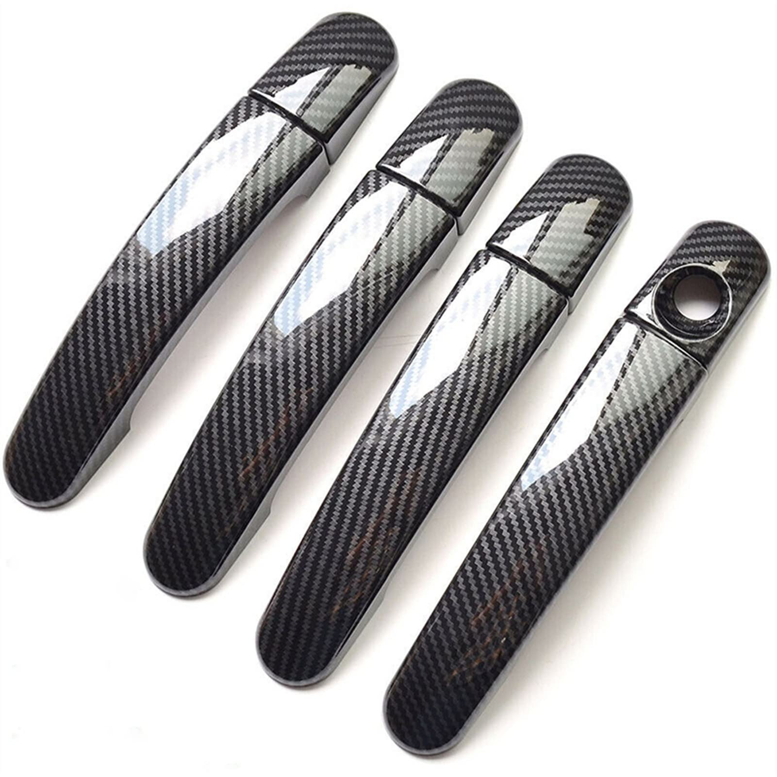 Rinkteea 4 Exterior Car Door Handle For Focus/C-Max/Escape/Kuga/Ranger 2013-2019 8 Pcs Car Exterior Door Handle Cover Protector Trim Carbon Fiber Pattern Chrome(4)