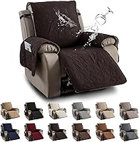Vista 23 de Funda de silla reclinable 100% impermeable, fundas de silla reclinable para silla reclinable, funda de tela antideslizante para sala de estar, Café