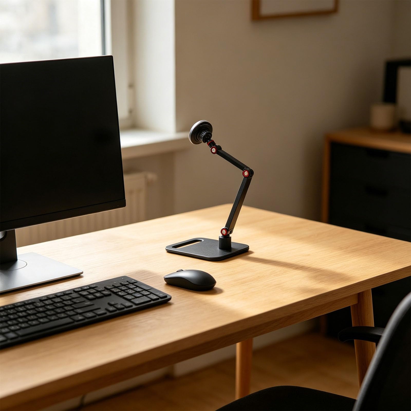 Supporto per telefono in ABS con supporto magnetico e braccio regolabile, supporto per telefono da tavolo per ufficio e viaggio Supporto da lavoro Braccio supporto regolabile Supporto da tavolo