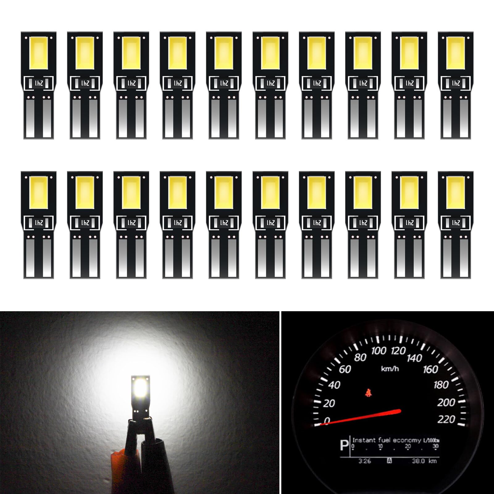 LBRST 20x T5 2-SMD White LED Bulb Instrument Cluster Dash Panel Lights 74 73 2721