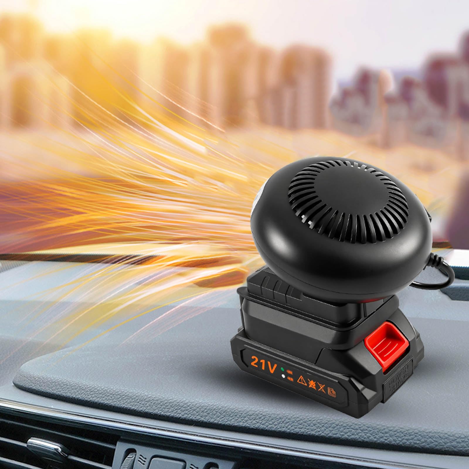 Chauffage D'appoint alimenté par Batterie, Chauffage Voiture Portable Sans Fil, Chauffage Rapide, Dégivrage, Désembueur, pour Maison, Bureau, Camping-car, SUV, Bureau (Chauffage+Batterie 18 000 mAh)