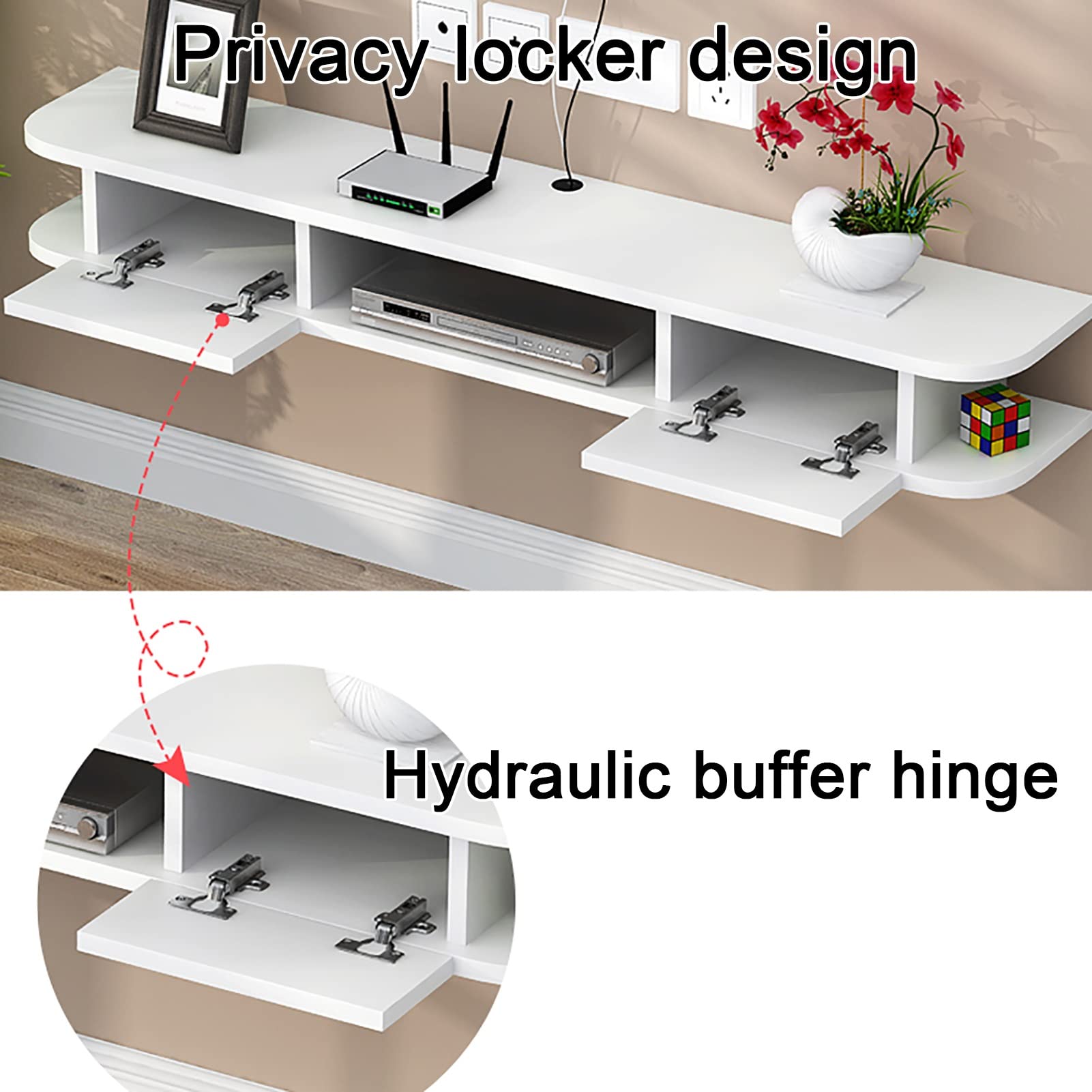 Supporto da parete in legno per TV, supporto per console multimediale per console audio/video, scatola per cavi, dimensioni 100 x 22 x 18,4 cm