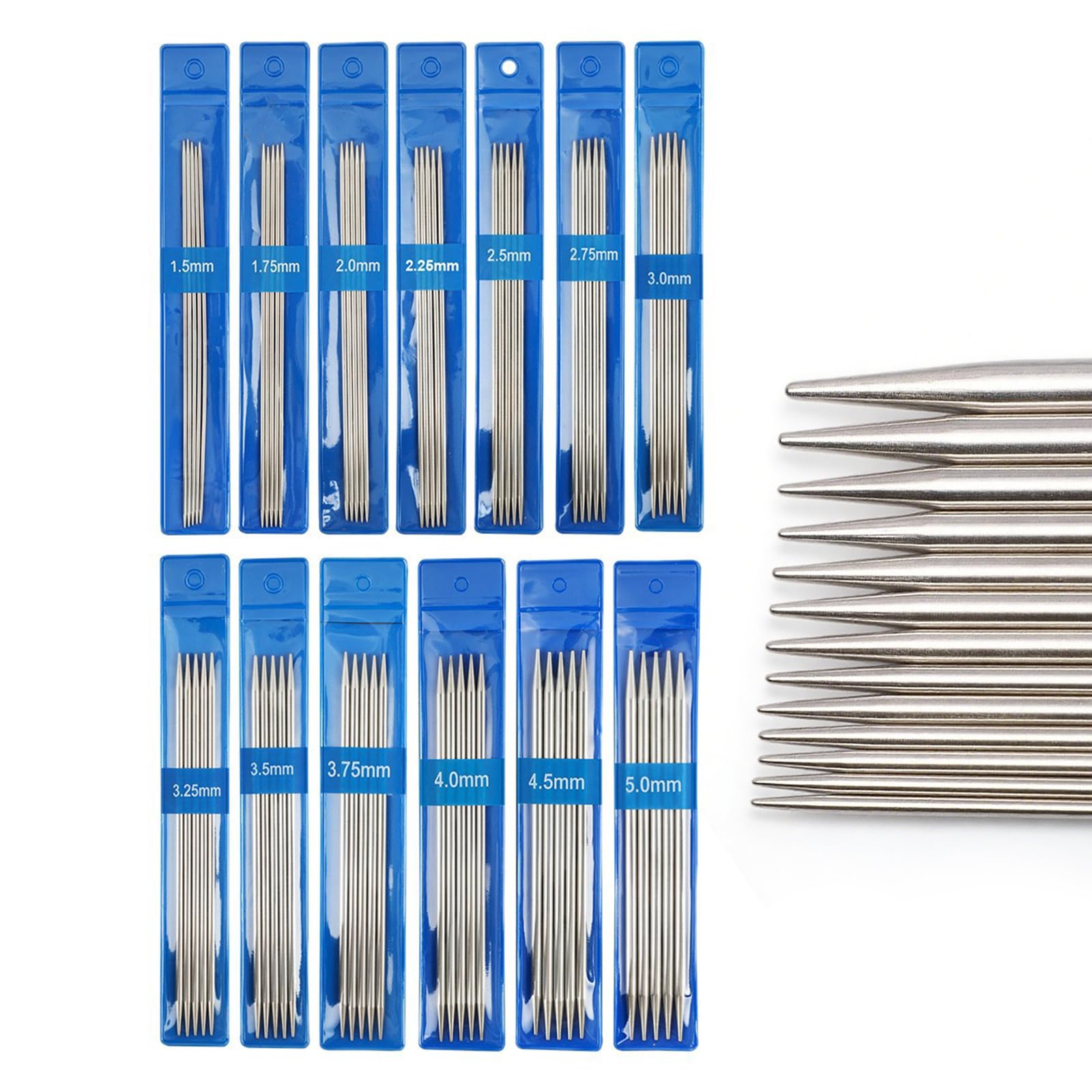Double Pointed Knitting Needles - ShiningUU 65-Piece Set 15cm Short Metal Knitting Needles for Beginner | 1.5-5.0mm Needle Sizes for Sock Knitting