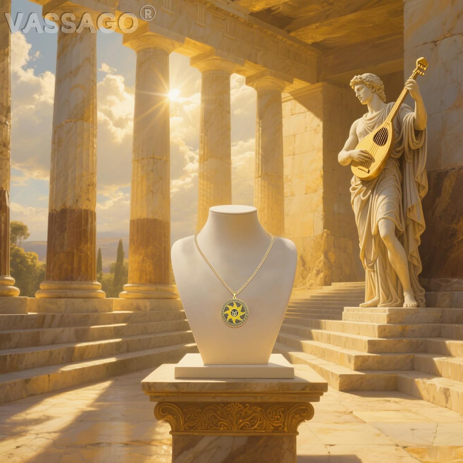 VASSAGO Apollo Necklace Stainless Steel Sun God Pendant Necklace Greek Mythology Protection Jewelry Gifts for Men Women - Image 2